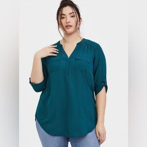Torrid Harper Georgette Pullover 3/4 Sleeve Tunic Blouse